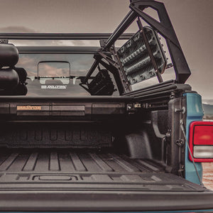 ROLLED BACK TONNEAU COVER ON ACS FORGED TONNEAU BED RACK 