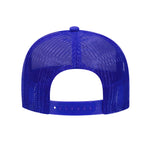REAR VIEW RED WHITE BLUE FOAM TRUCKER HAT WITH BLUE LEITNER LOGO