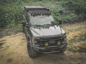 ABOVE VIEW OF FORD SUPERDUTY WITH ACS ROOF RACK INSTALLED OUTSIDE
