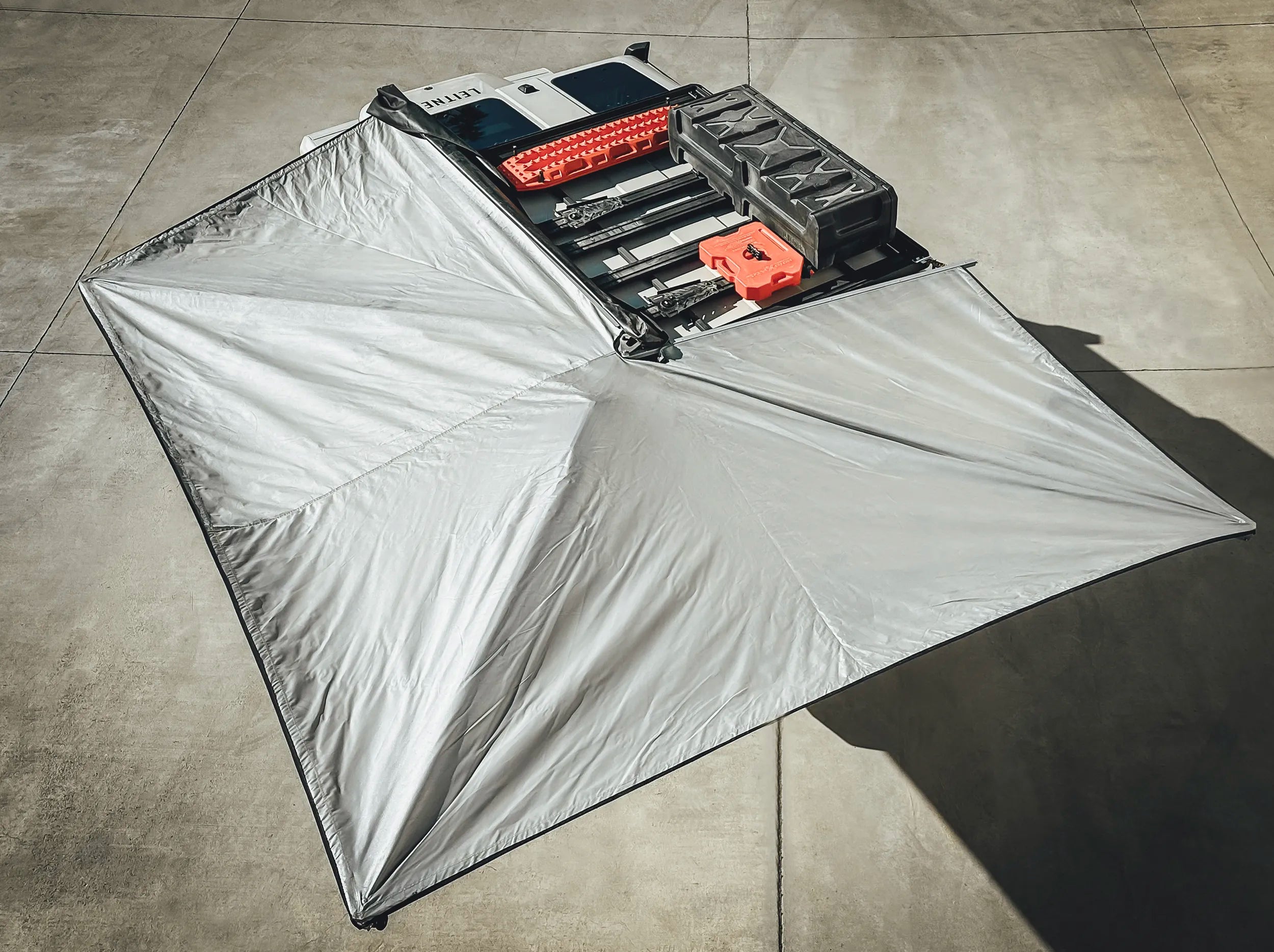BIRD'S EYE VIEW OF OPENED AWNING ON INEOS GRENADIER 