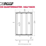 ACS ROOF INEOS QUARTERMASTER HALF RACK DIAGRAM WITH MEASUREMENTS 