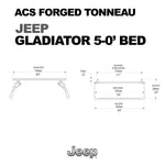 DIAGRAM OF ACS FORGED TONNEAU BED RACK FOR JEEP GLADIATOR 5-0' BED
