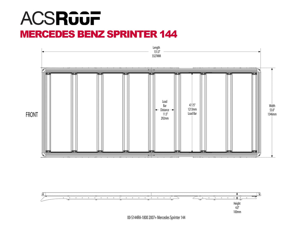 ACS ROOF for MERCEDES BENZ SPRINTER 144 | 2007+ - Leitner Designs