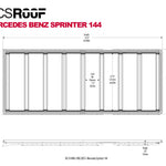 DIAGRAM OF ACS ROOF RACK FOR MERCEDES BENZ SPRINTER 144 AND MEASUREMENTS