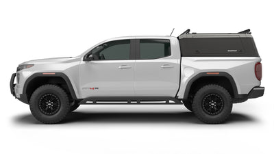 Leitner Designs Truck Cap Load Bar Kit installed on a truck topper