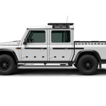 SIDE VIEW OF GRENADIER QUARTERMASTER WITH HALF LENGTH ACS ROOF RACK MOUNTED