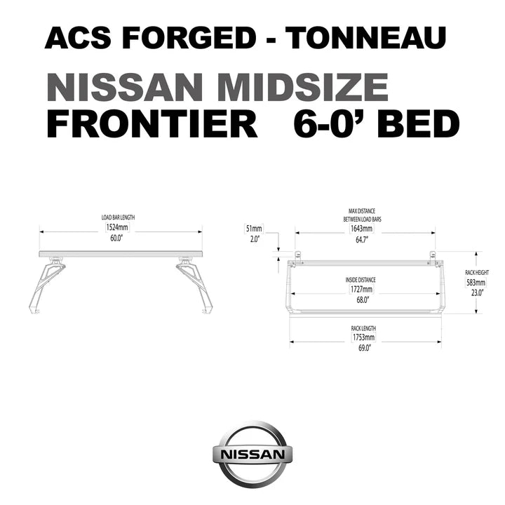ACS FORGED TONNEAU - RAILS ONLY - Nissan - Leitner Designs