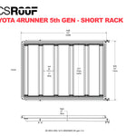 DIAGRAM OF ACS ROOF TOYOTA 4RUNNER 5TH GEN SHORT RACK AND MEASUREMENTS