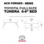DIAGRAM OF ACS FORGED NO DRILL NO SLIDE FOR TOYOTA FULL SIZE TUNDRA 6-6' BED AND MEASUREMENTS