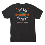 REAR VIEW BLACK TSHIRT WITH FULL COLOR LEITNER WORLD SCRIPT LOGO