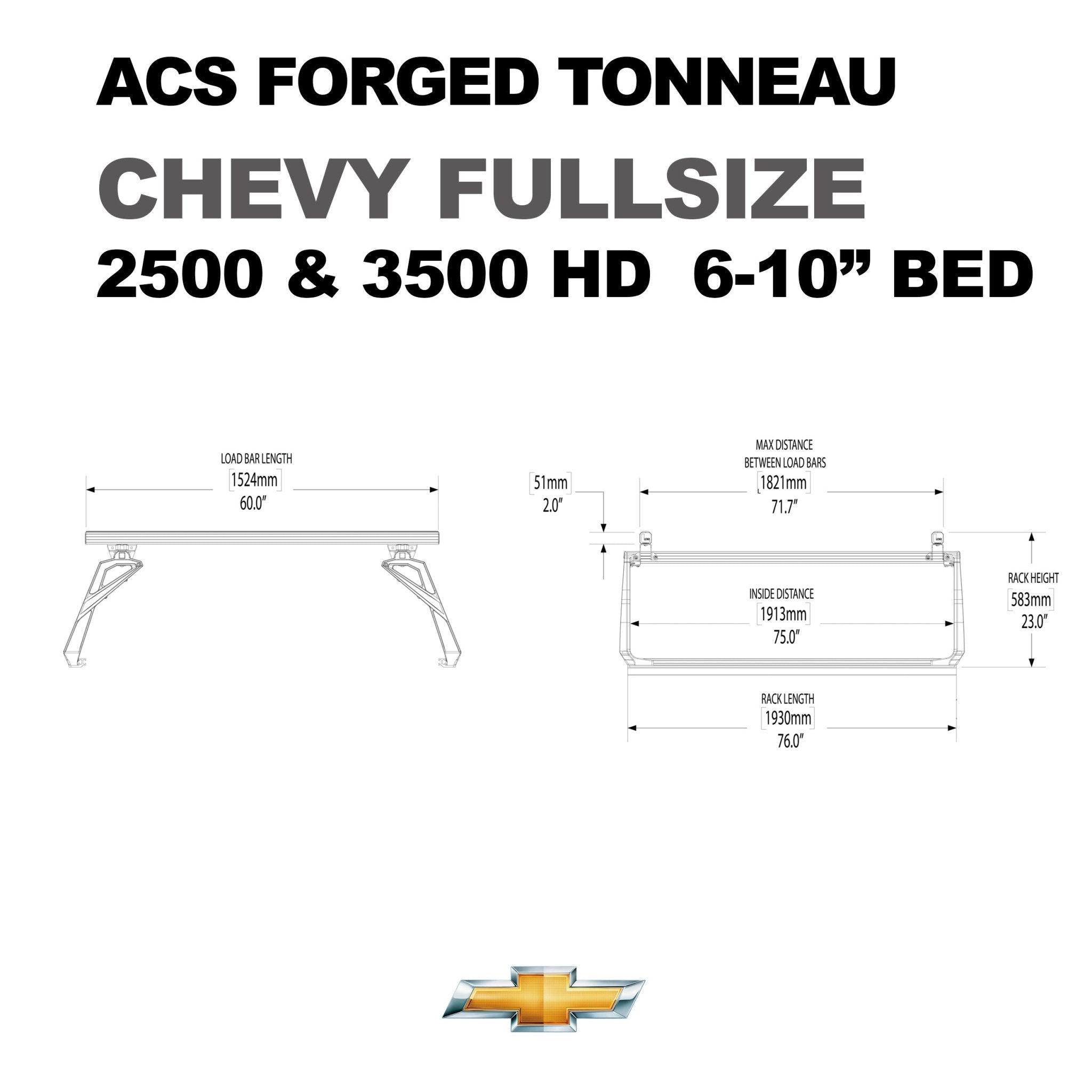 ACS FORGED TONNEAU - RAILS ONLY - Chevrolet - Leitner Designs