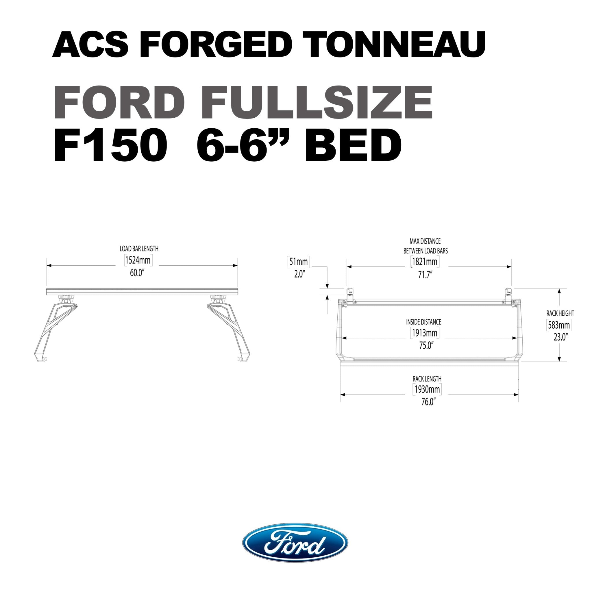 ACS FORGED TONNEAU - RAILS ONLY - Ford - Leitner Designs