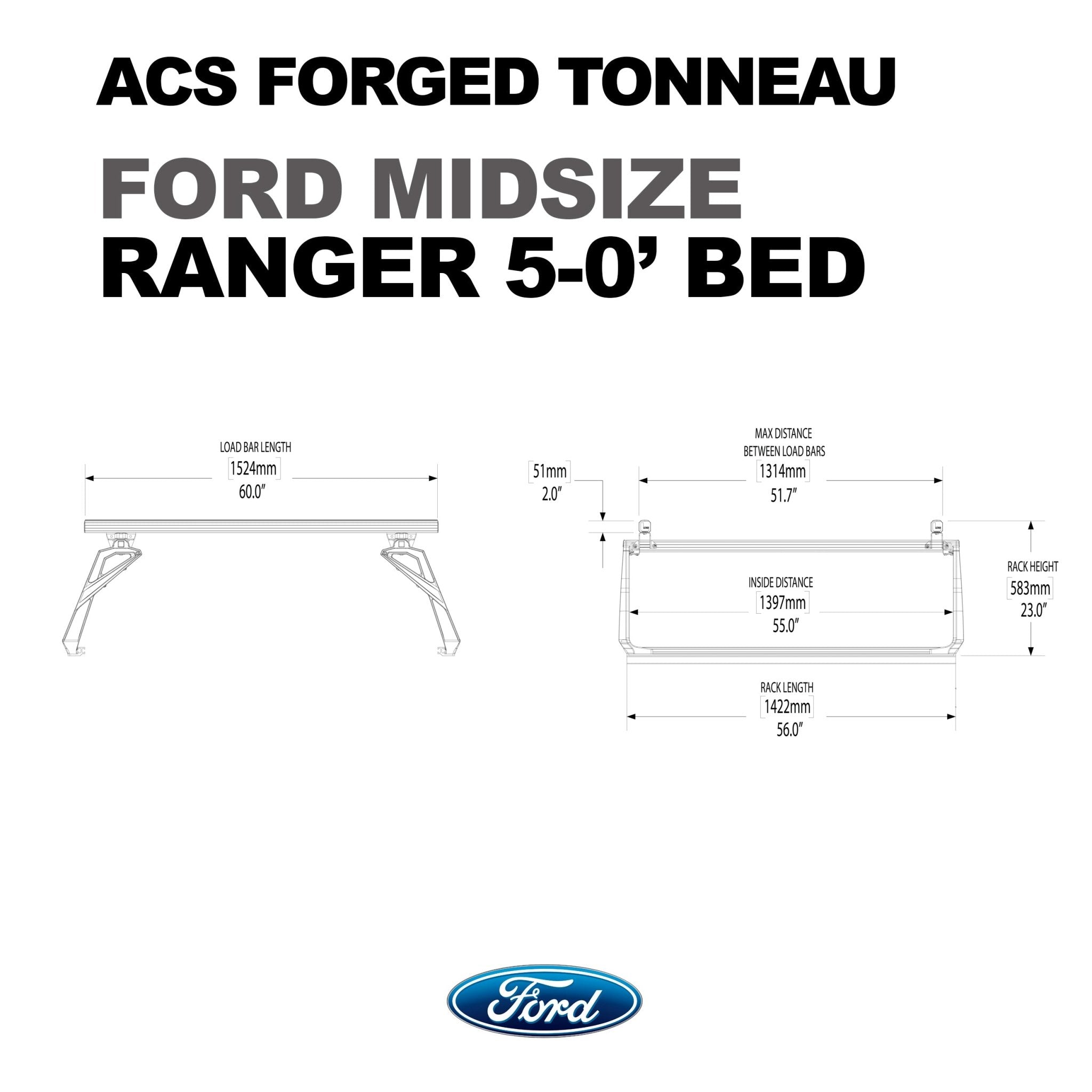 ACS FORGED TONNEAU - RAILS ONLY - Ford - Leitner Designs