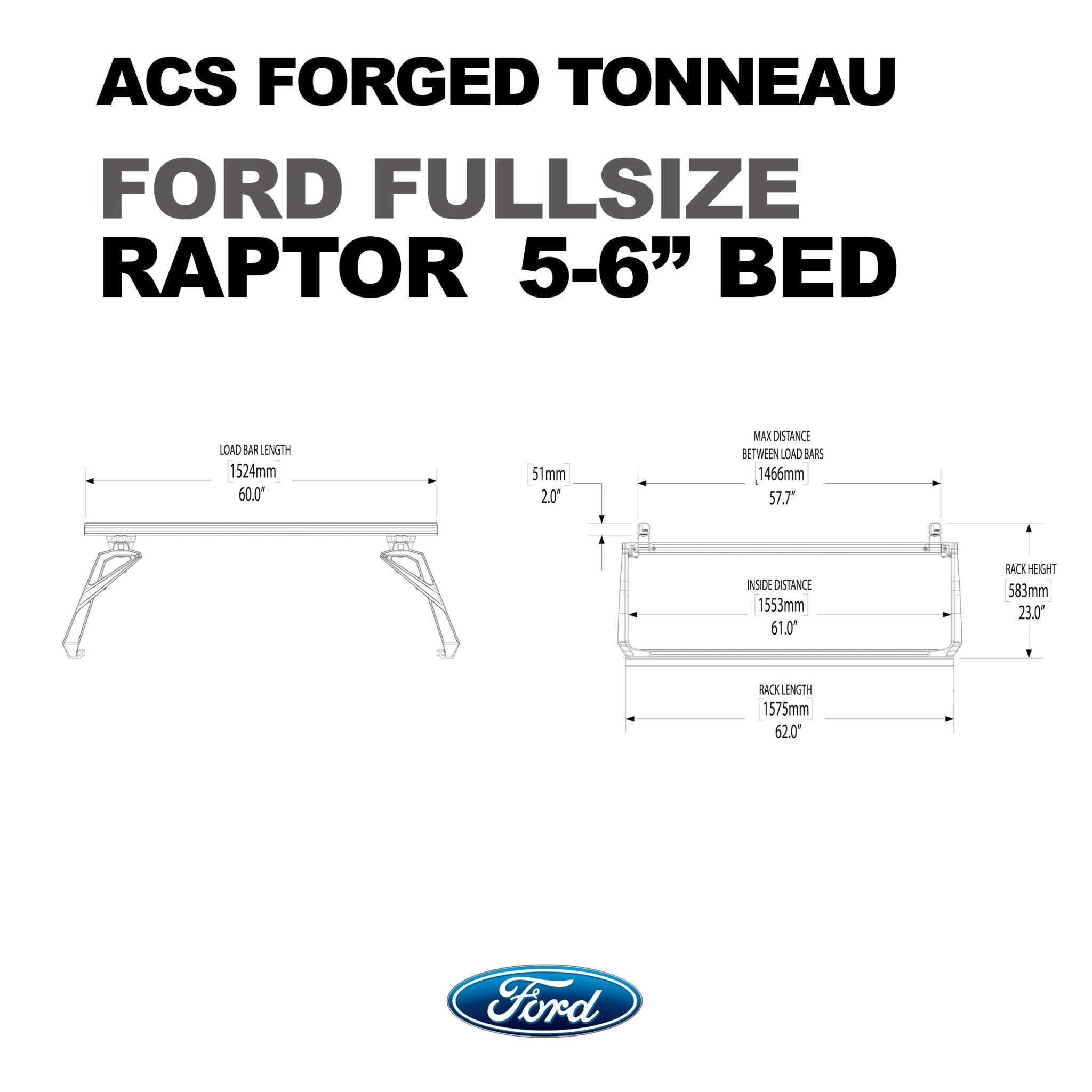 ACS FORGED TONNEAU - RAILS ONLY - Ford - Leitner Designs