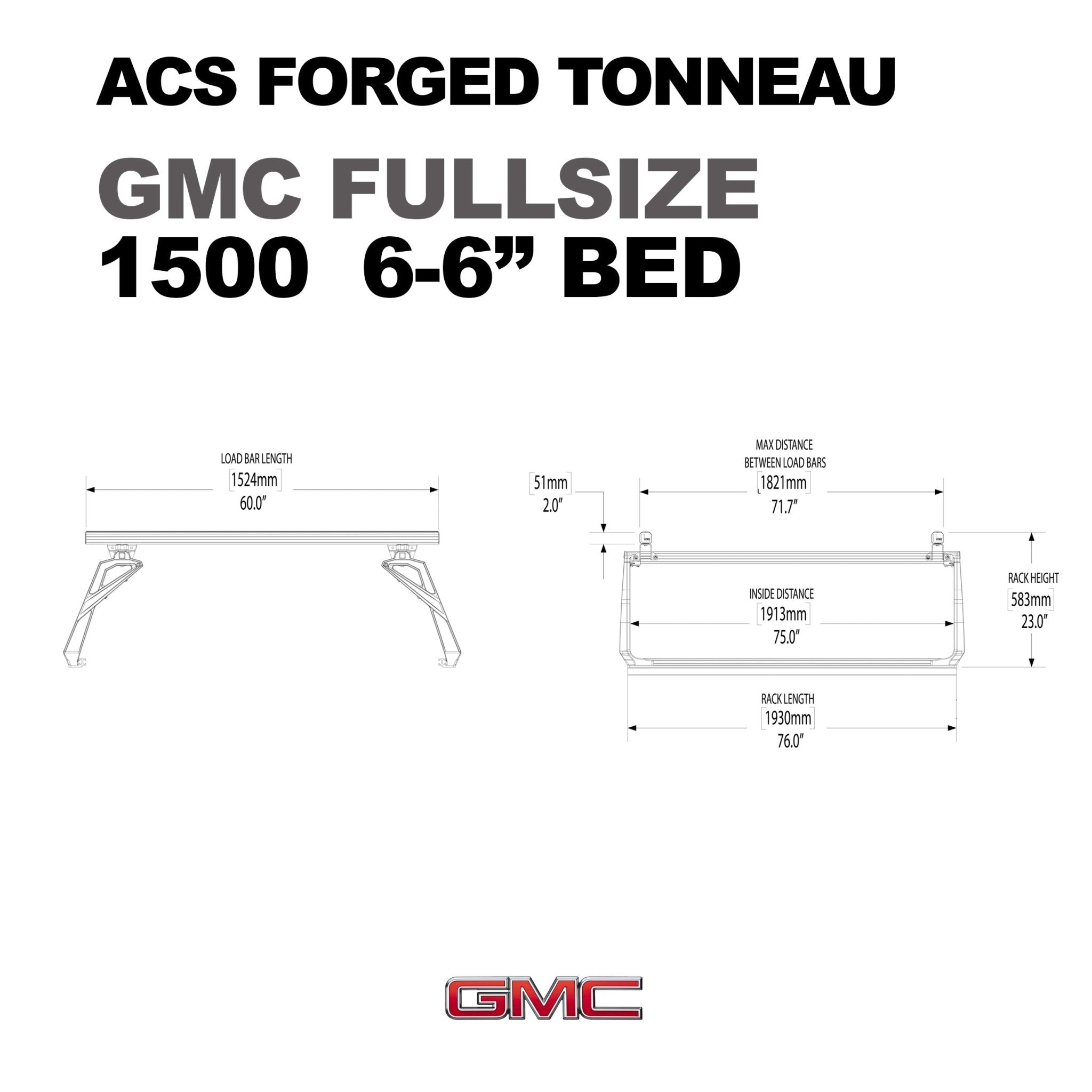 ACS FORGED TONNEAU - RAILS ONLY - GMC - Leitner Designs