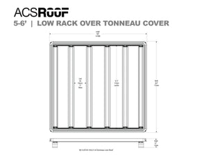 DIAGRAM OF ACS ROOF LOW RACK OVER TONNEAU COVER AND MEASUREMENTS 5-6'