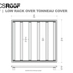 DIAGRAM OF ACS ROOF LOW RACK OVER TONNEAU COVER AND MEASUREMENTS 6'0
