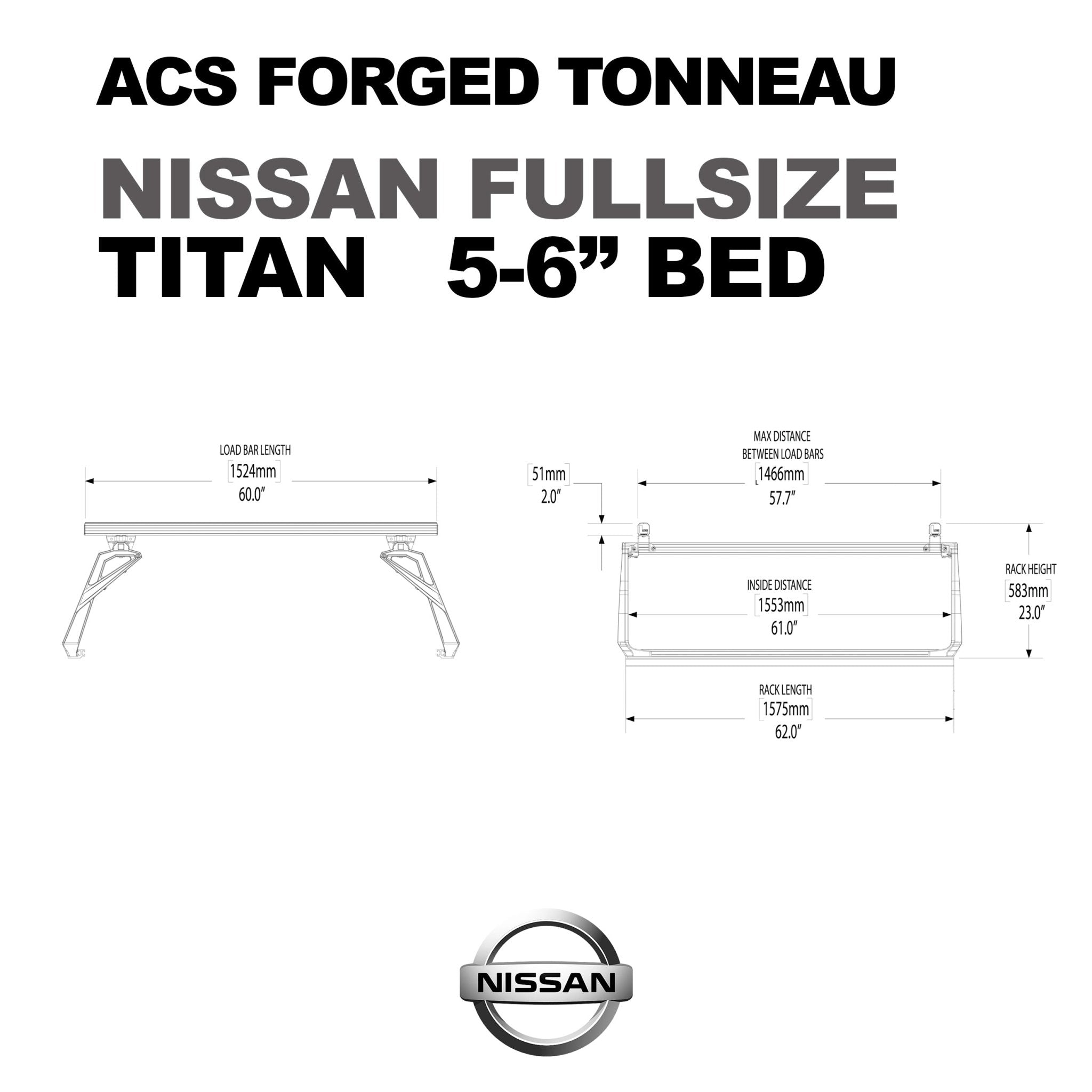 ACS FORGED TONNEAU - RAILS ONLY - Nissan - Leitner Designs