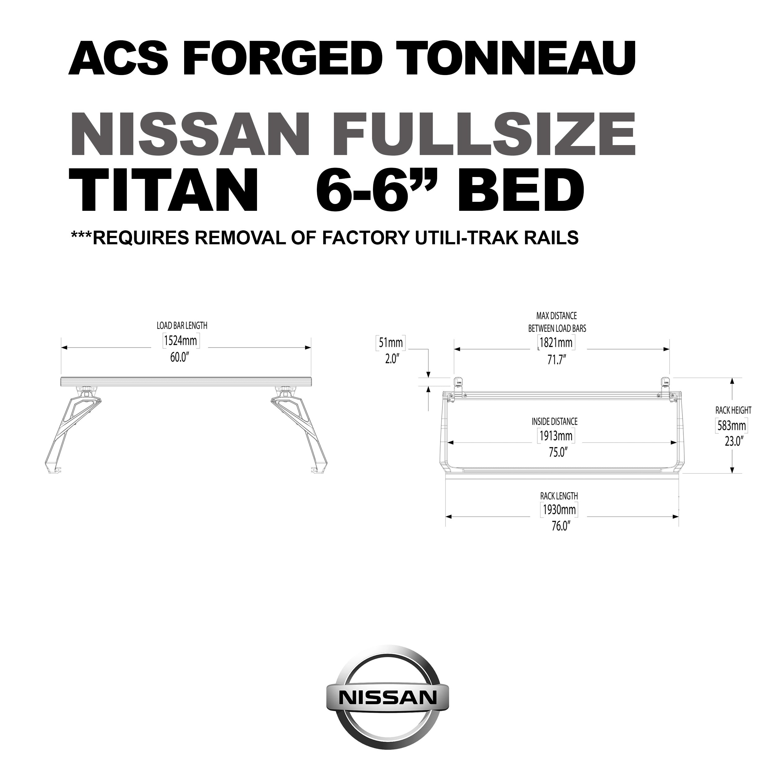 ACS FORGED TONNEAU - RAILS ONLY - Nissan