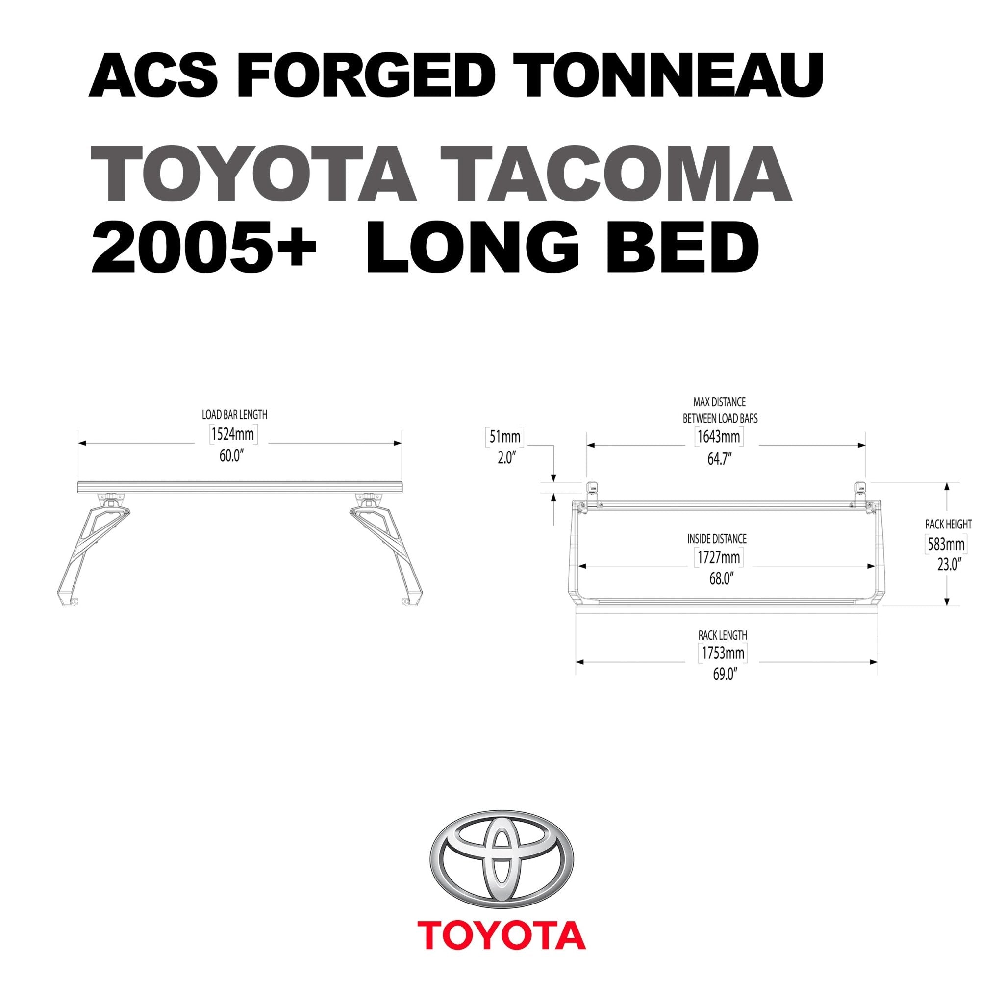 ACS FORGED TONNEAU - RAILS ONLY - Toyota - Leitner Designs