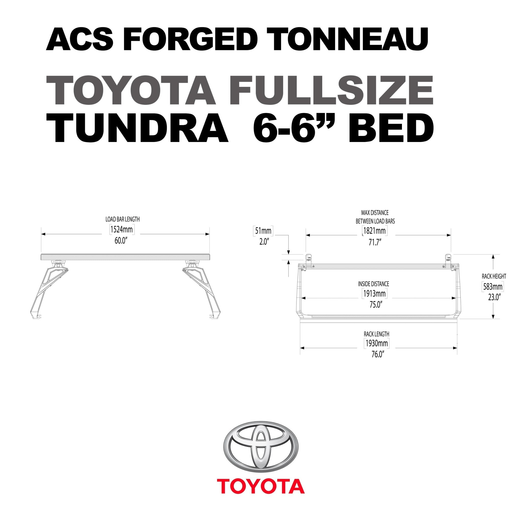 ACS FORGED TONNEAU - RAILS ONLY - Toyota - Leitner Designs